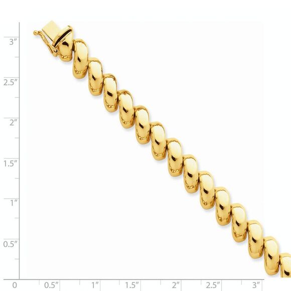 10mm 14k Yellow Gold Hollow San Marco Chain Necklace 17 Inch - Picture 3 of 6